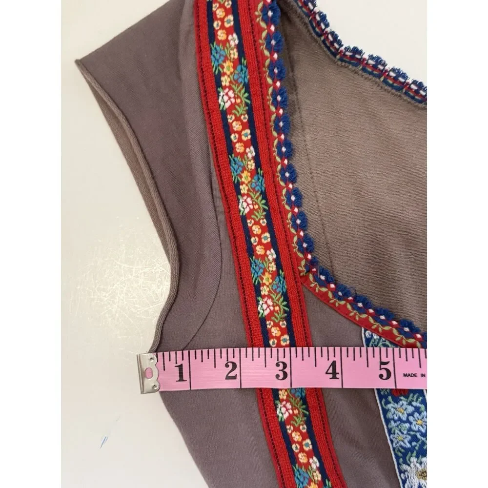 Free People Boho Babydoll Embroidered Tunic Dress Festival Hippie Tiered Folk XS